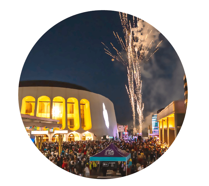 El Paso's Convention Center outdoor fireworks display.