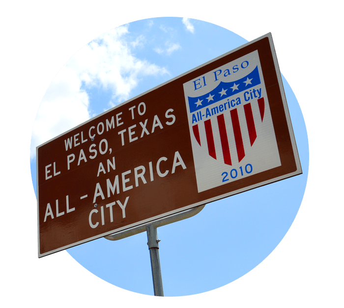 Welcome to El Paso, Texas and All-America City Sign
