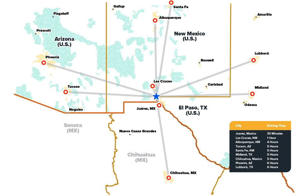 El Paso Travel Time Map Graphic