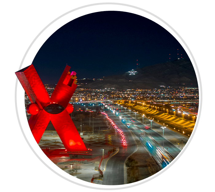 Juarez X and El Paso Mountain Star at Night