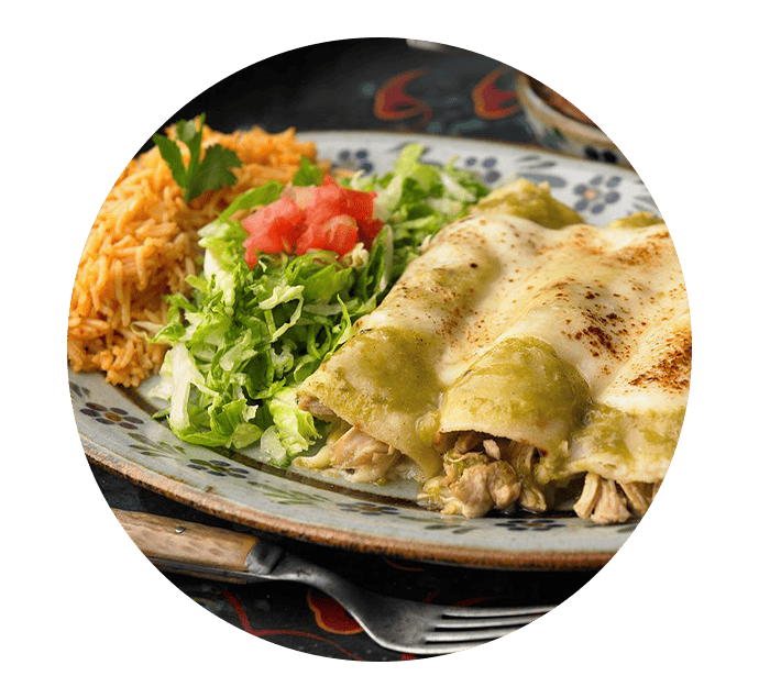 Plate of enchiladas and rice