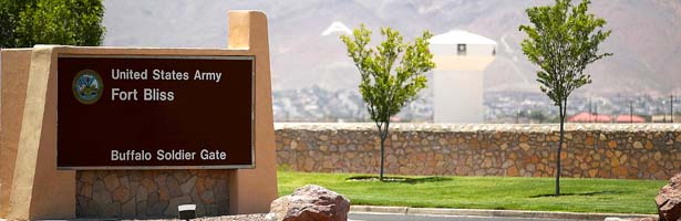 Fort Bliss sign and water tower