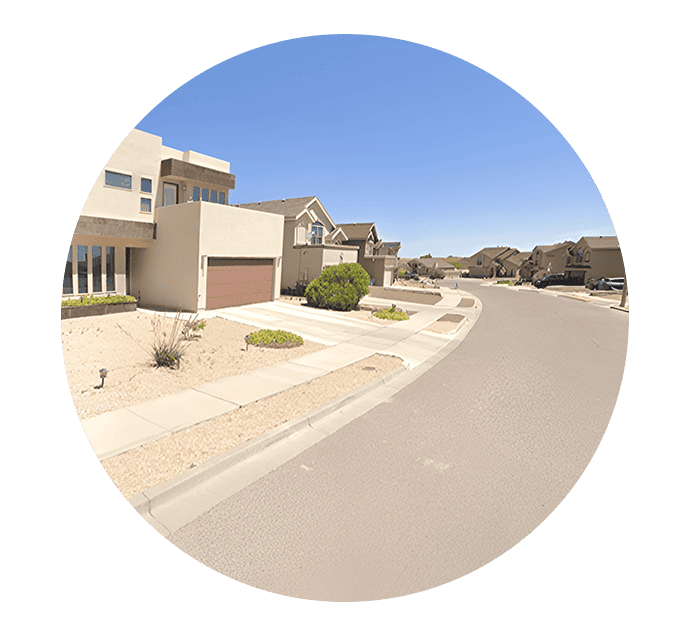 Neighborhood Street in El Paso with houses